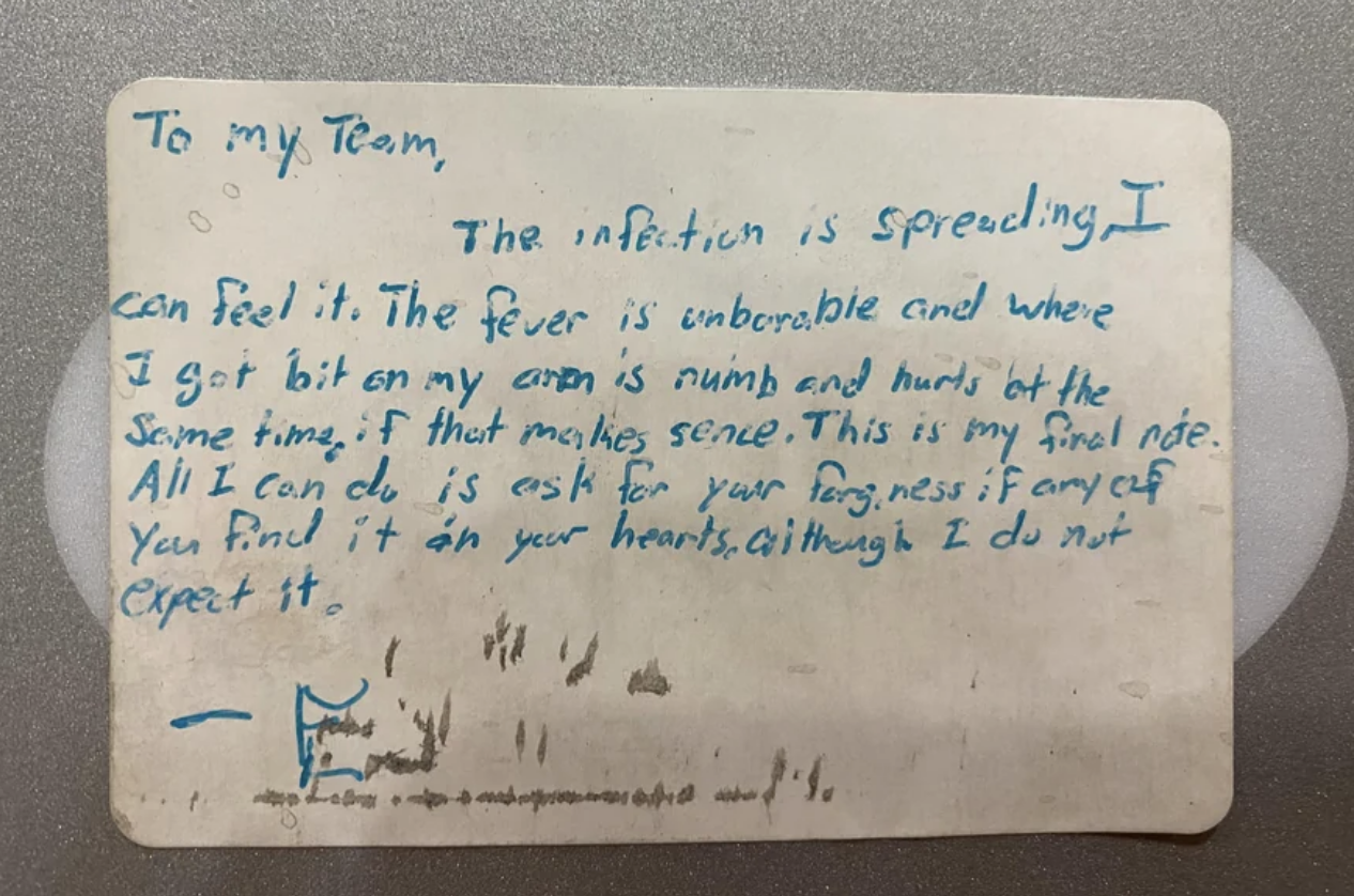 an old hand-written note
