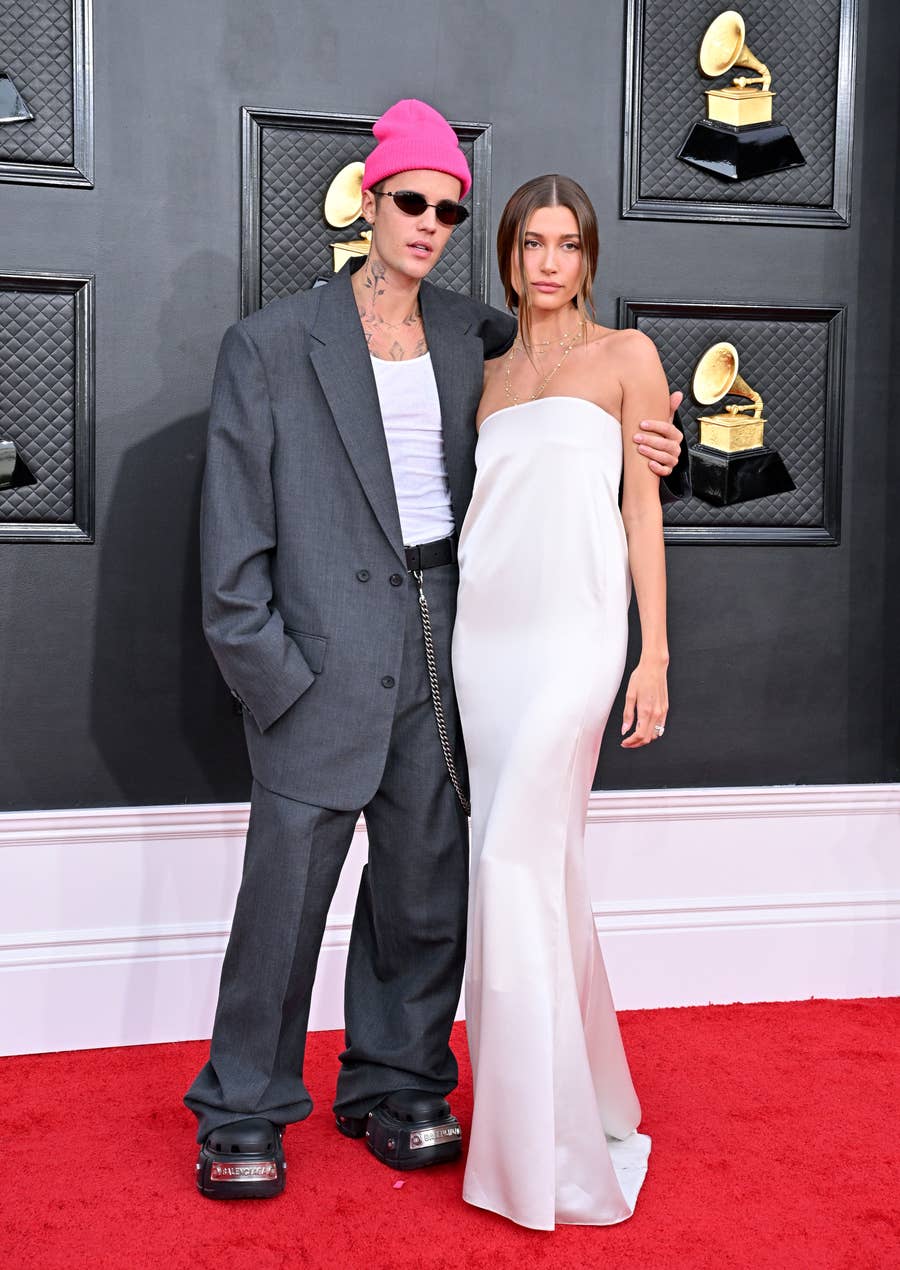 justin and hailey red dress Hailey Bieber Stunning in Red Dress