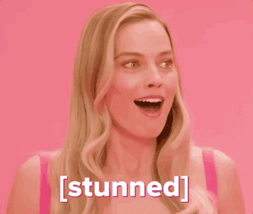 A gif of Margot Robbie stunned.