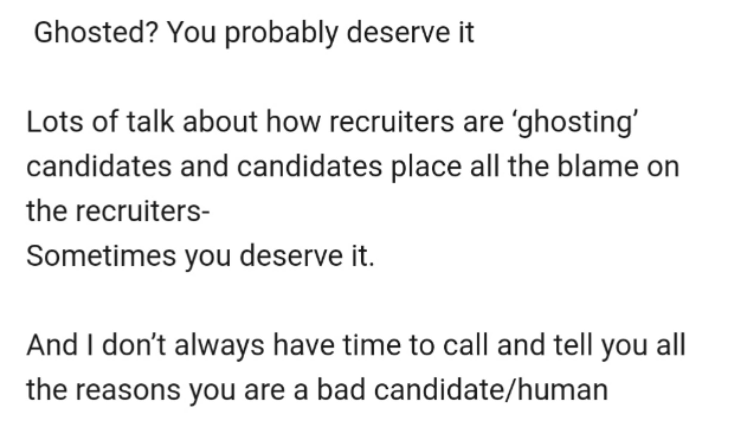 &quot;Ghosted? You probably deserve it&quot;
