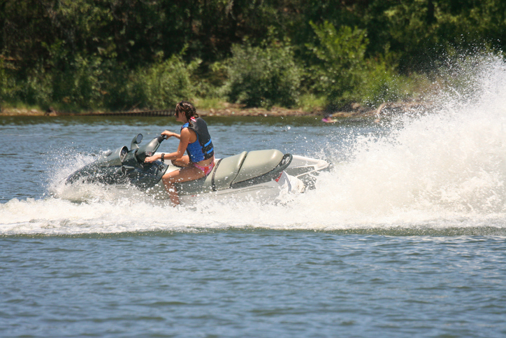 A woman on a jet ski