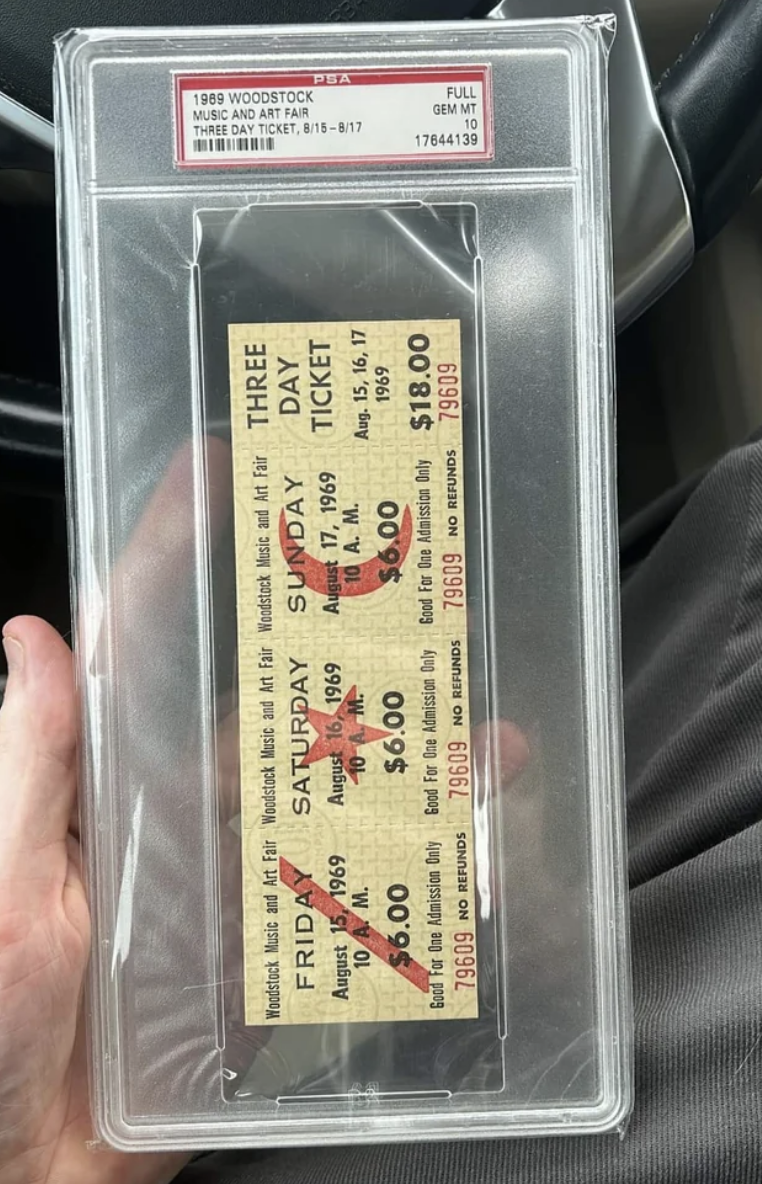 ticket in a case showing the price at $6