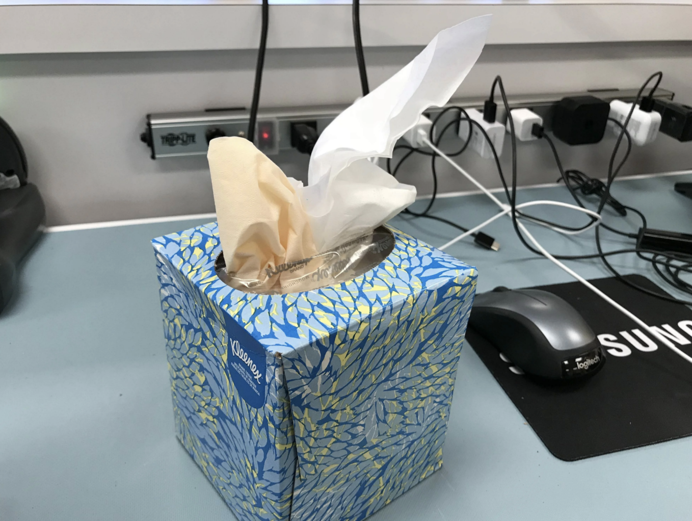 color-coded Kleenex