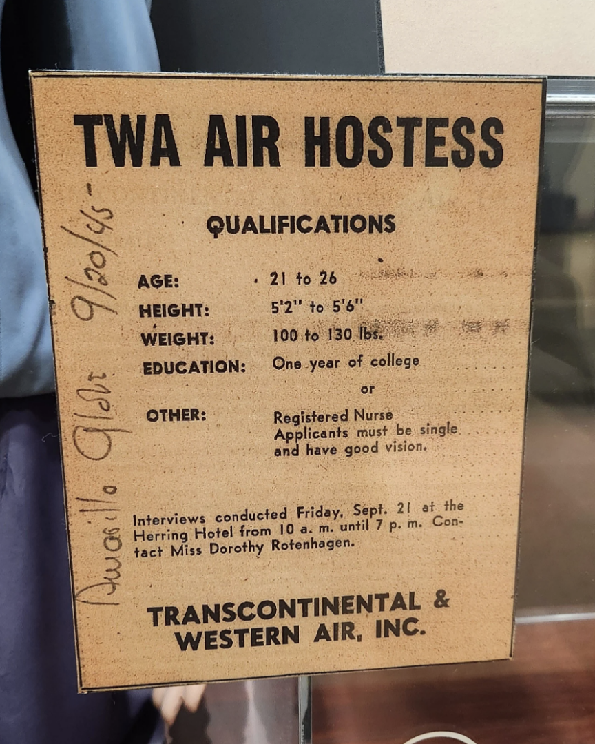 TWA Air Hostess requirements