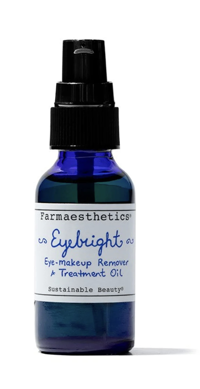 the treatment oil in a blue bottle