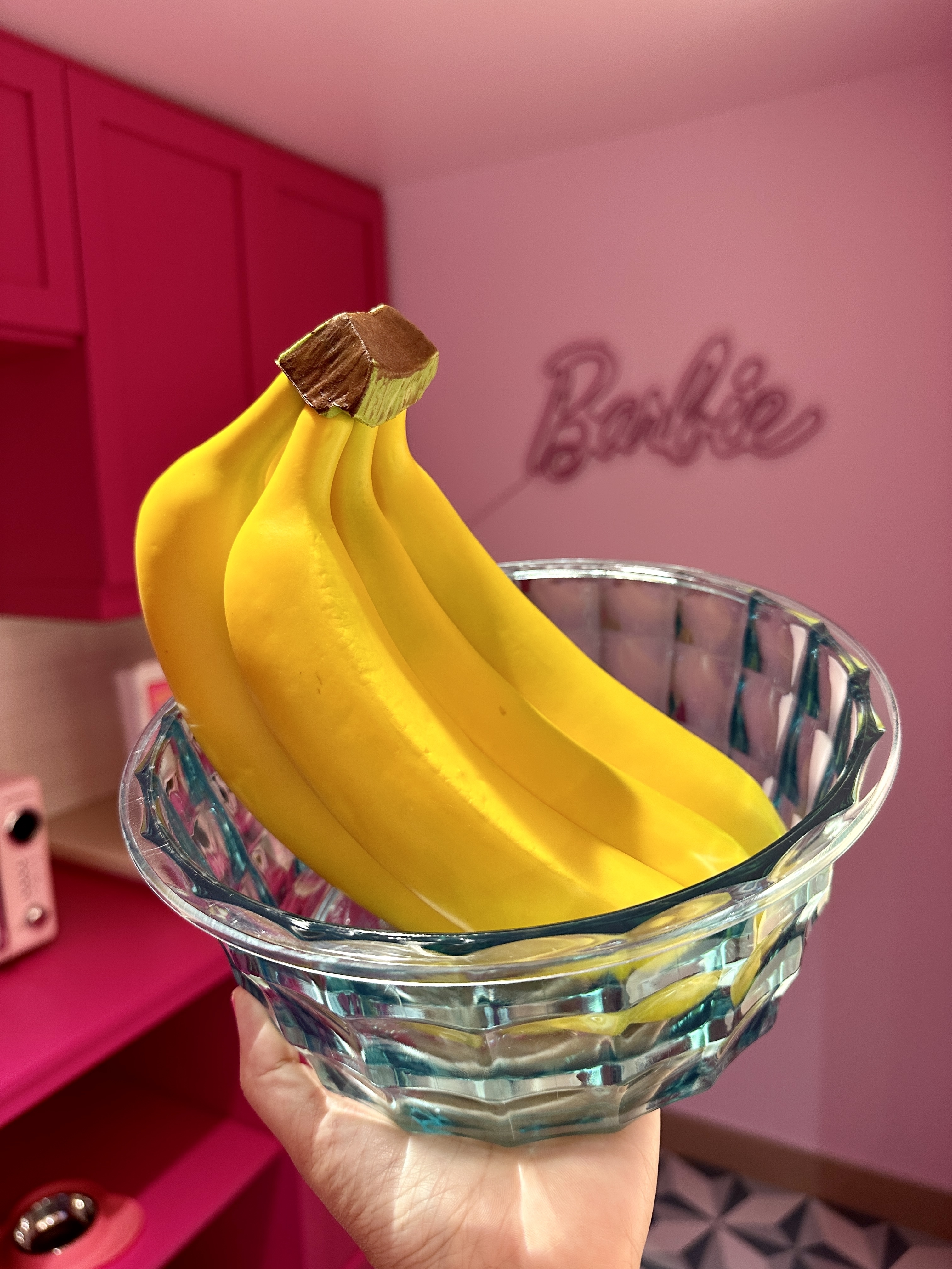 Banana props in a glass bowl
