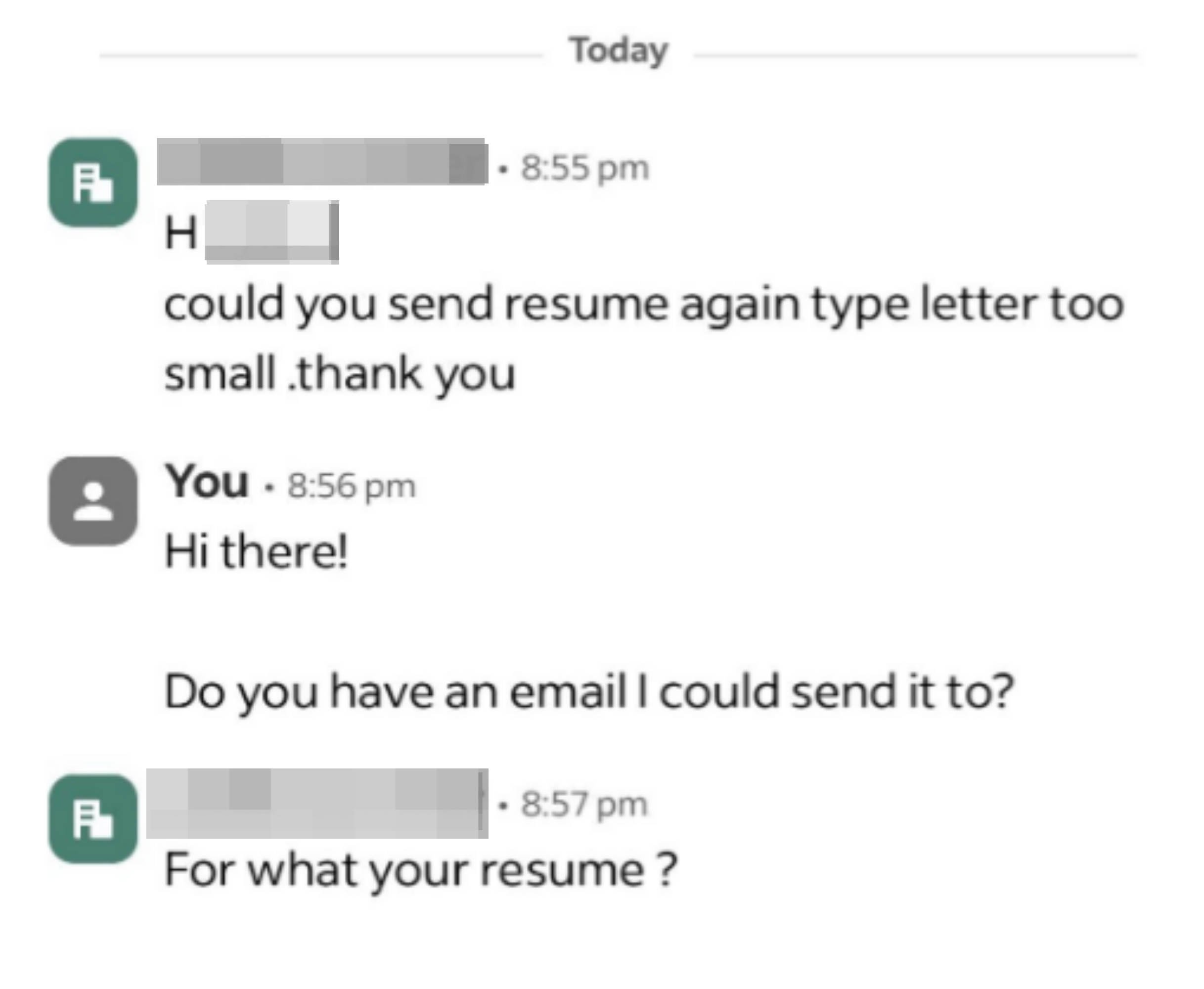"For what your resume ?"