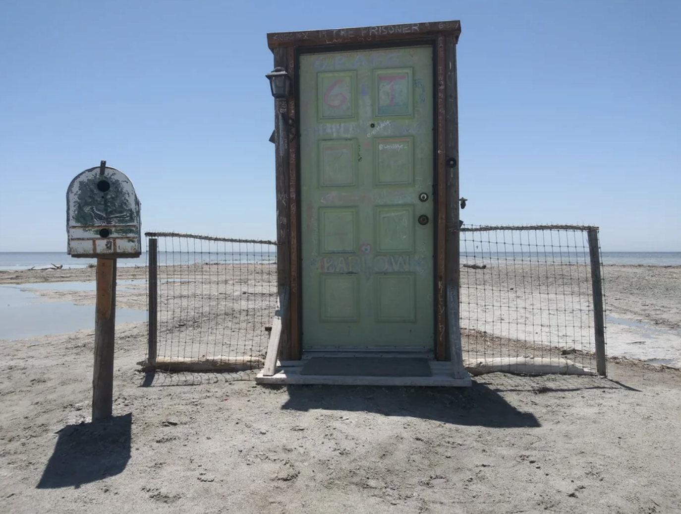 A door on a beach