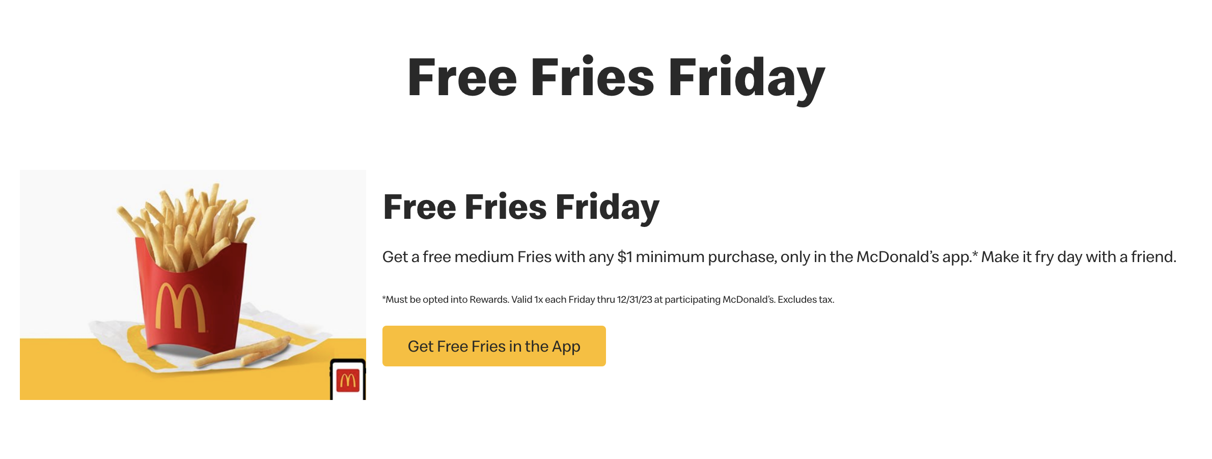 free fries friday on the app