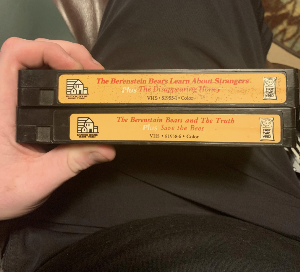 Two tapes with "Berenstein" and "Berenstain"