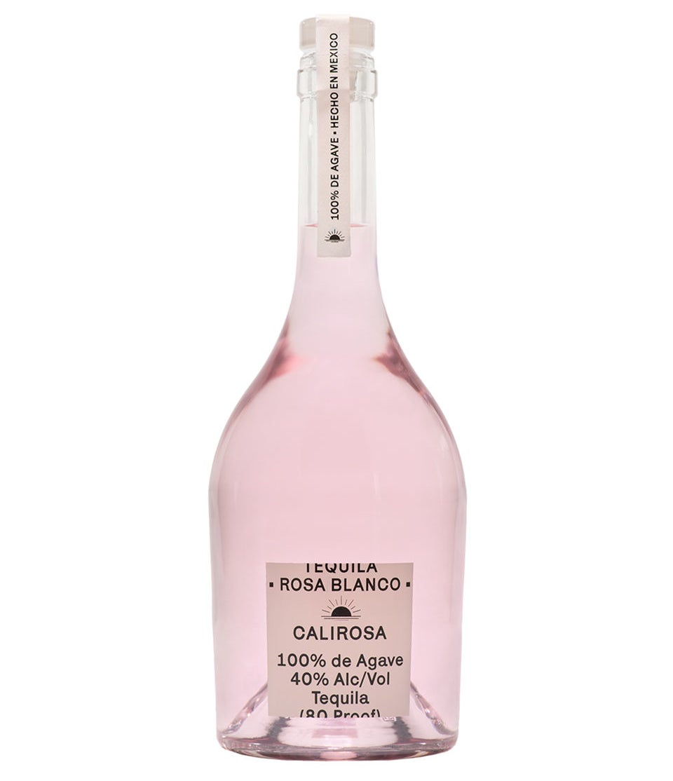 A bottle of Calirosa Tequila Rosa Blanco on a blank background