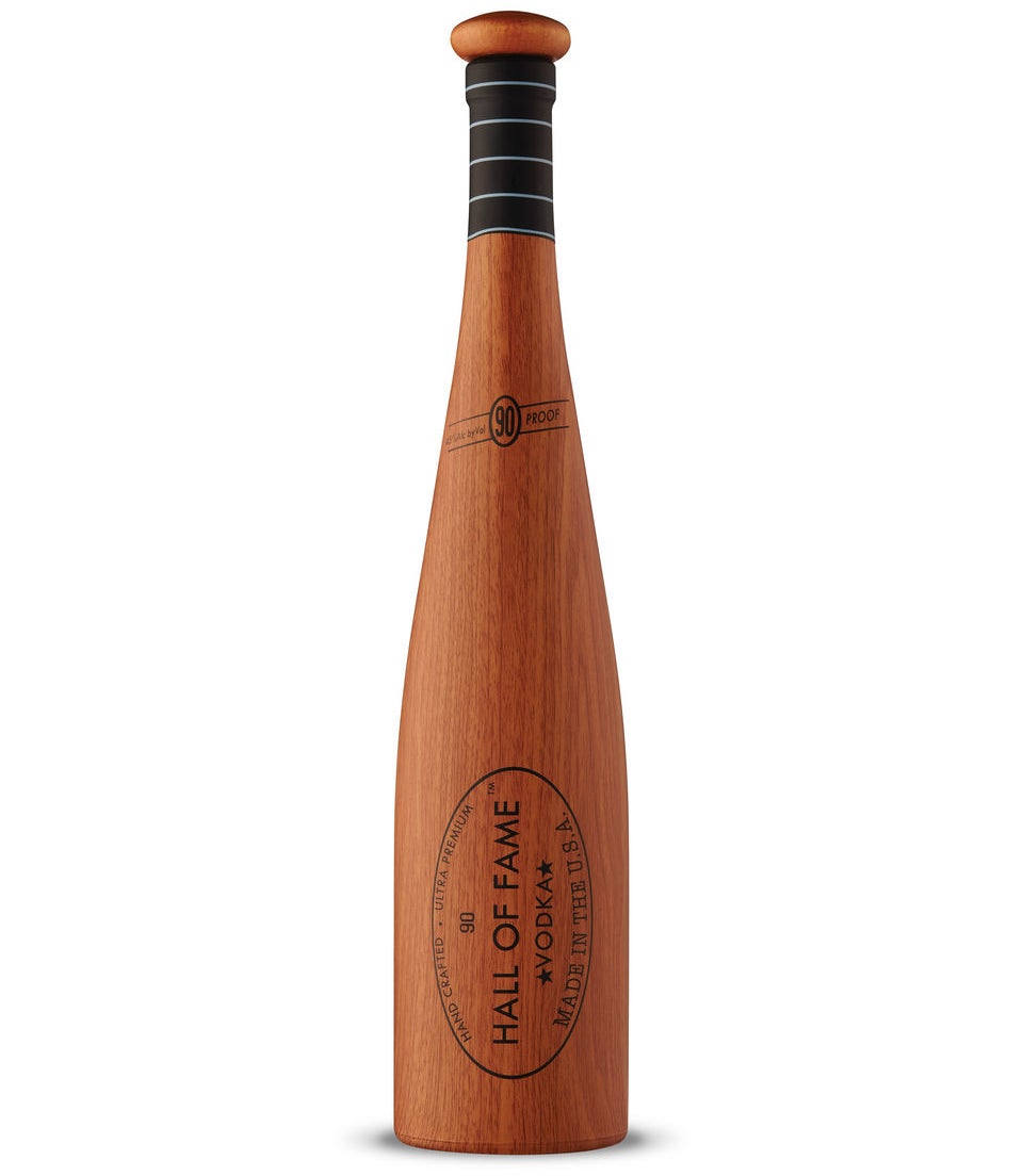 A bottle of Hall Of Fame Vodka on a blank background