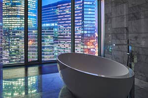 A tub with a view of the whole city.