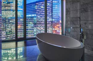 A tub with a view of the whole city.