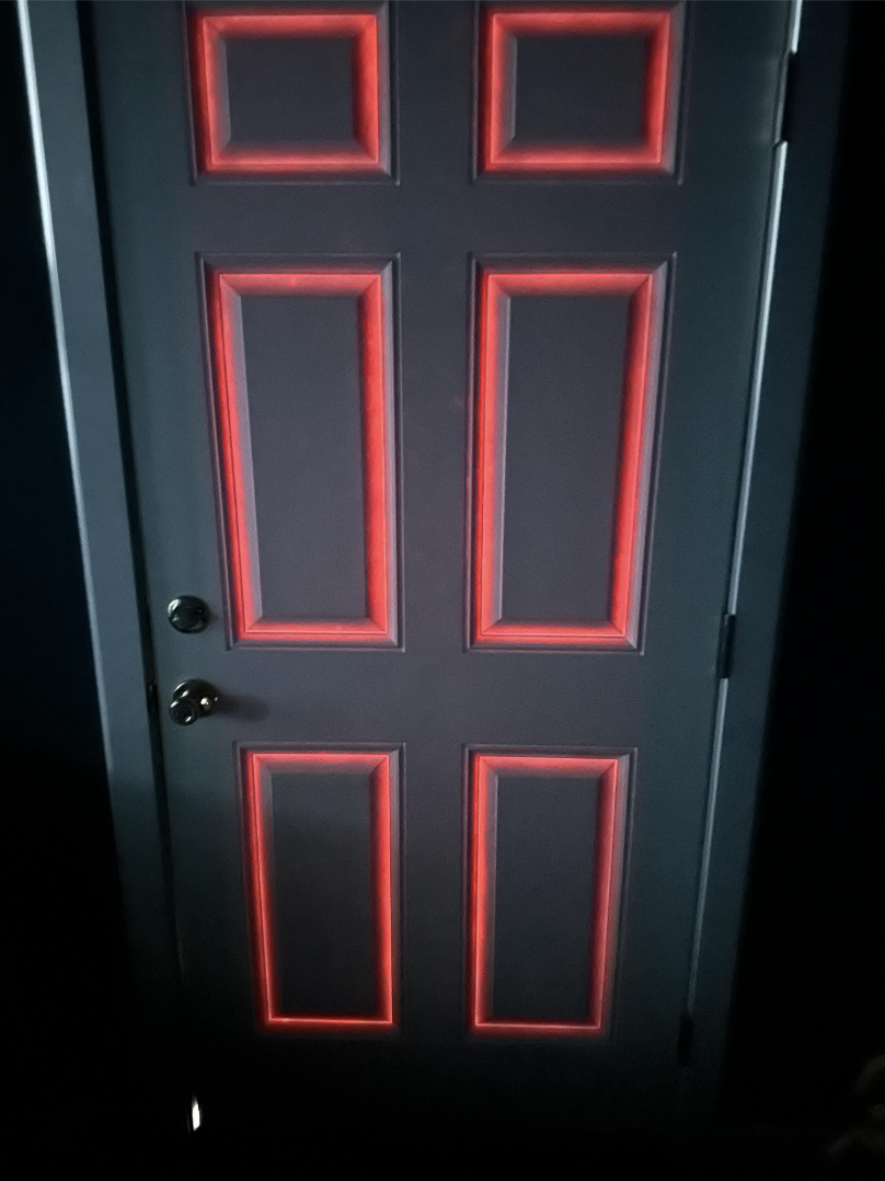 a black and red door