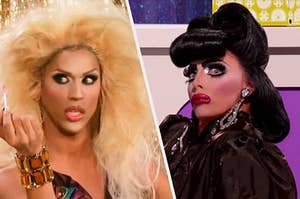 jessica wild and alyssa edwards on drag race playing the snatch game as RuPaul and joan crawford