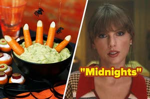 Dip with fake fingers and spiders and Taylor Swift in her "Anti-Hero" music video.