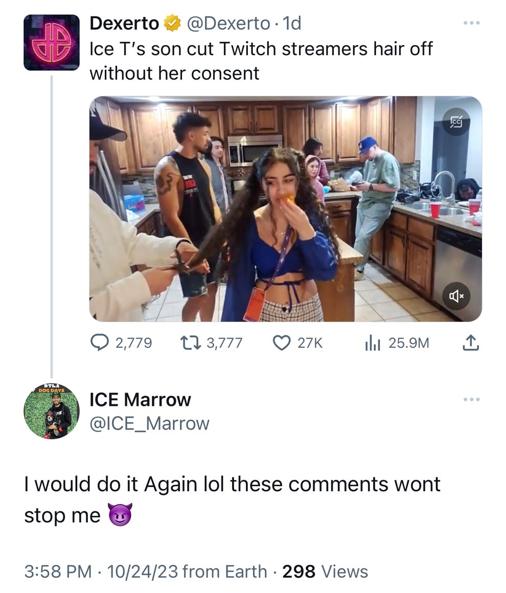 Ice T s Son Responds To Criticism For Cutting Twitch Streamer s Hair On ice-t-s-son-responds-to-criticism-for-cutting-twitch-streamer-s-hair-on