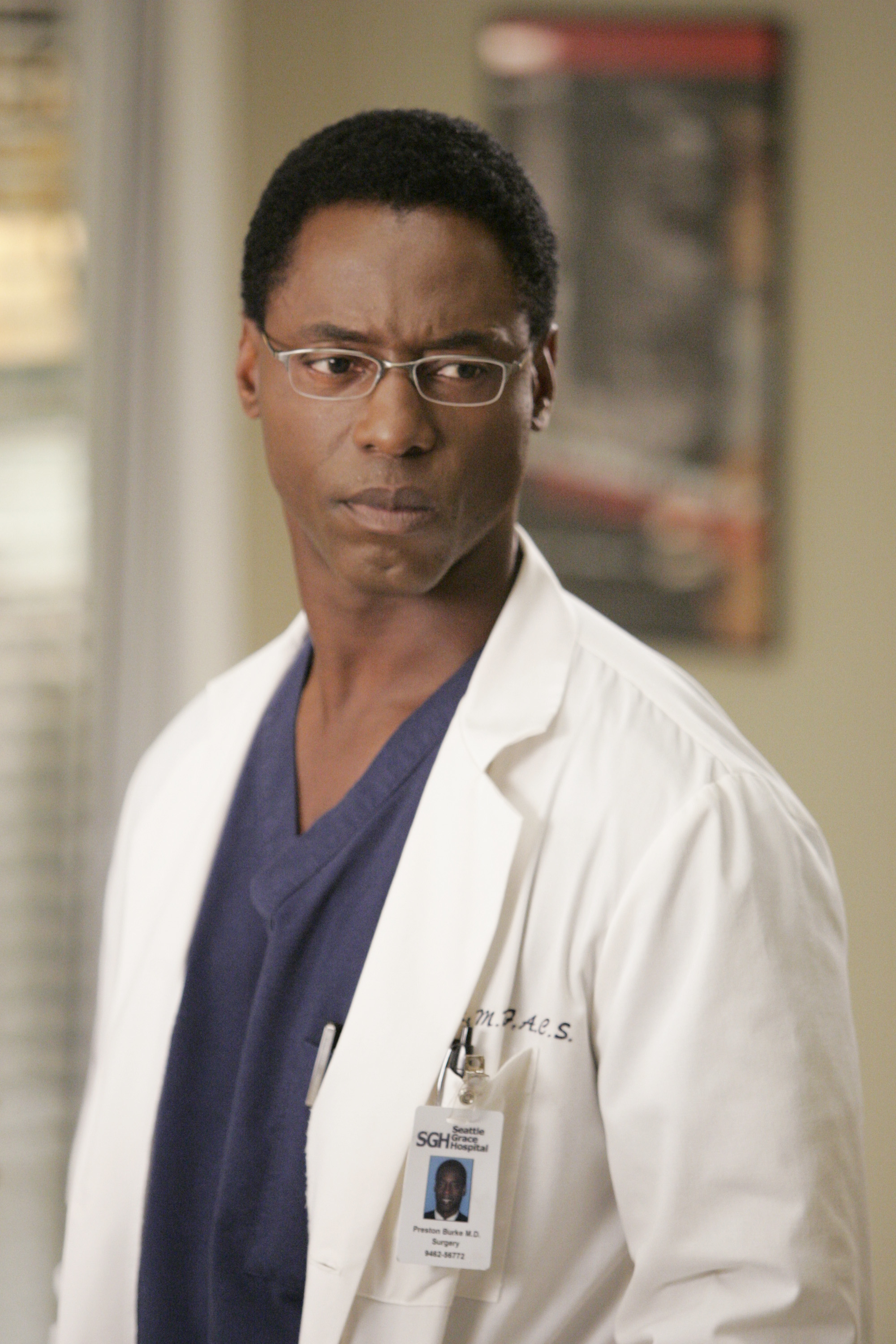 Close-up of Isaiah as Dr Burke