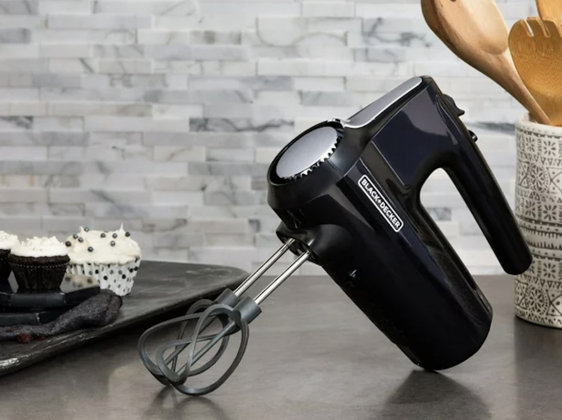 the mixer on a countertop