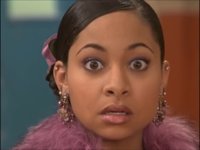 Close-up of Raven-Symoné looking stunned