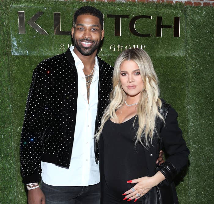 Close-up of Khloé and Tristan at a media event