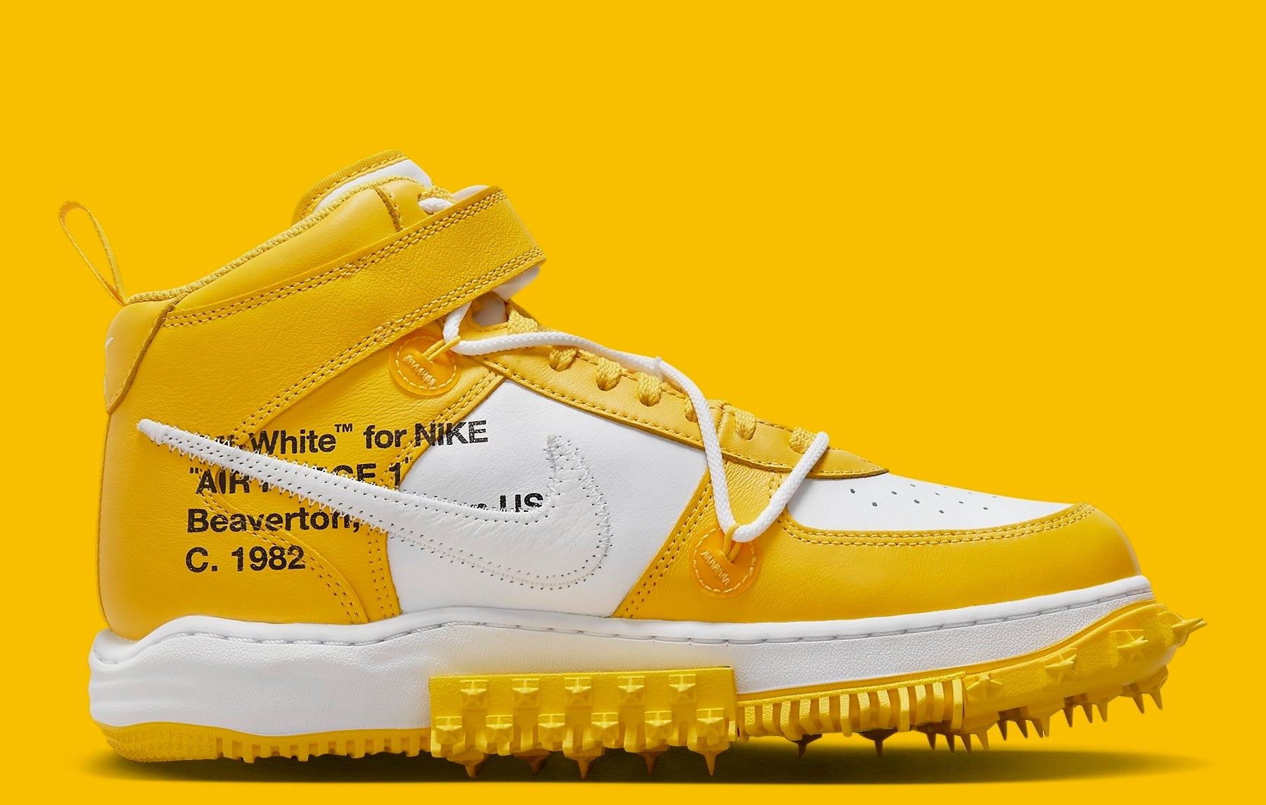 Air Force 1 Mid x Off-White™ 'White and Varsity Maize' (DR0500-101) release  date. Nike SNKRS IN