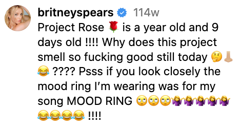 her comment about a project rose being a year and 9 days old