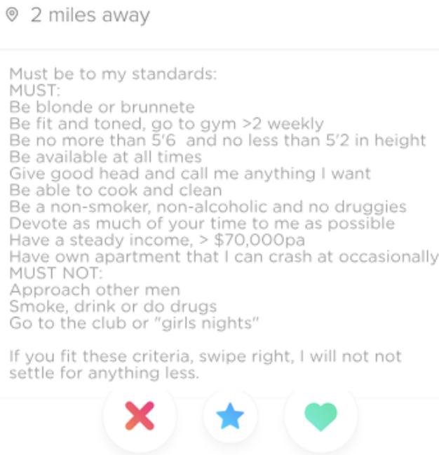 long list of wants