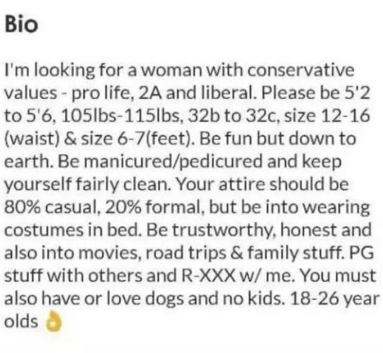 looking for a woman with conservative values