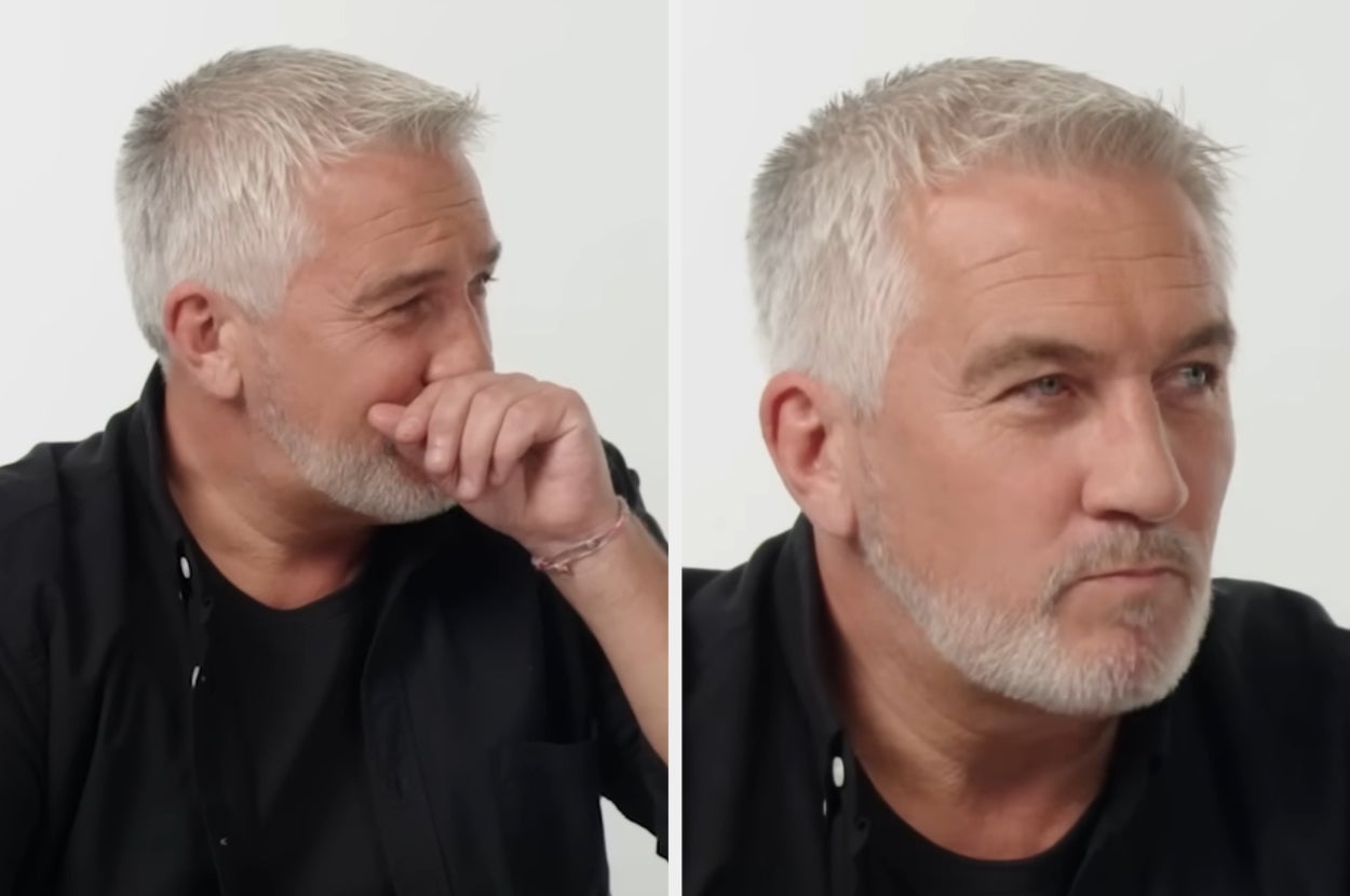 Paul Hollywood from Bake Off grimacing at something