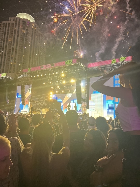 the fireworks above the stage