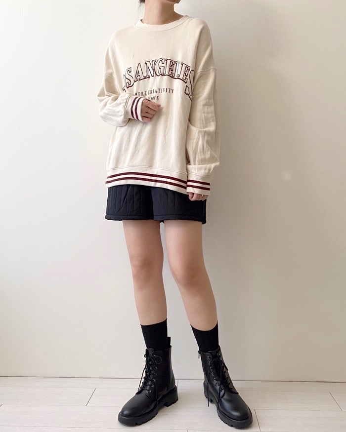 GUのオススメのパンツ「キルティングショートパンツ+E」のコーディネート