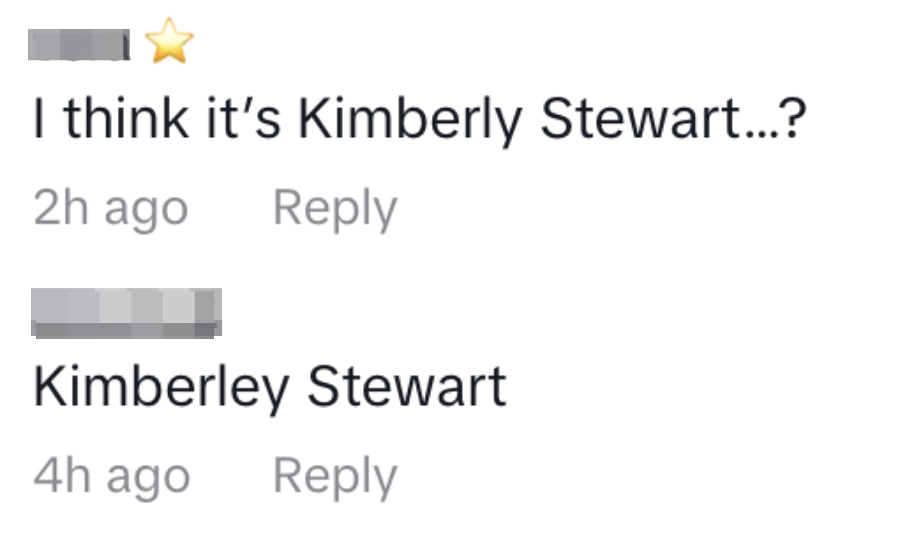 Screenshot of comments mentioning Kimberly