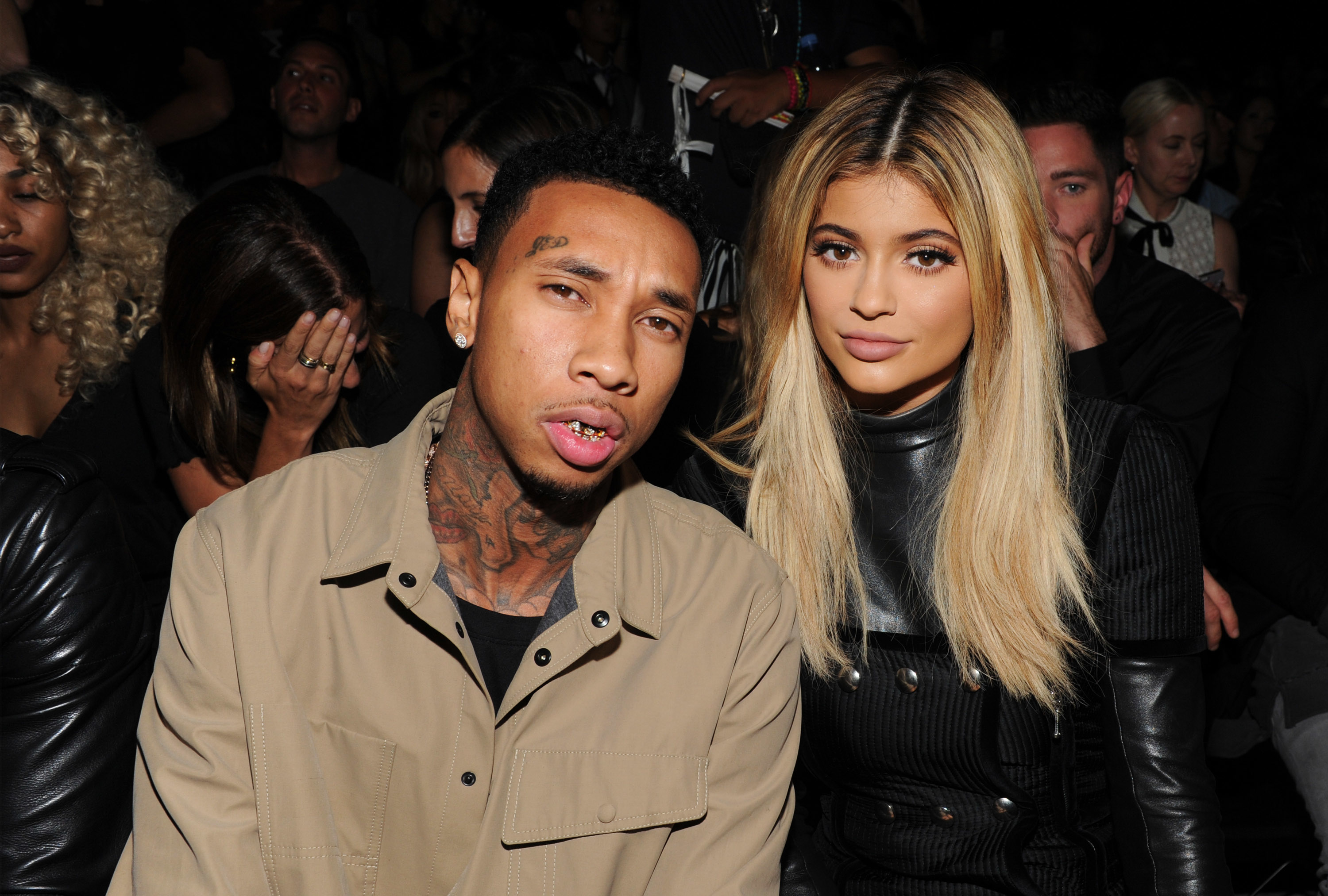 closeup of tyga and kylie in the audience