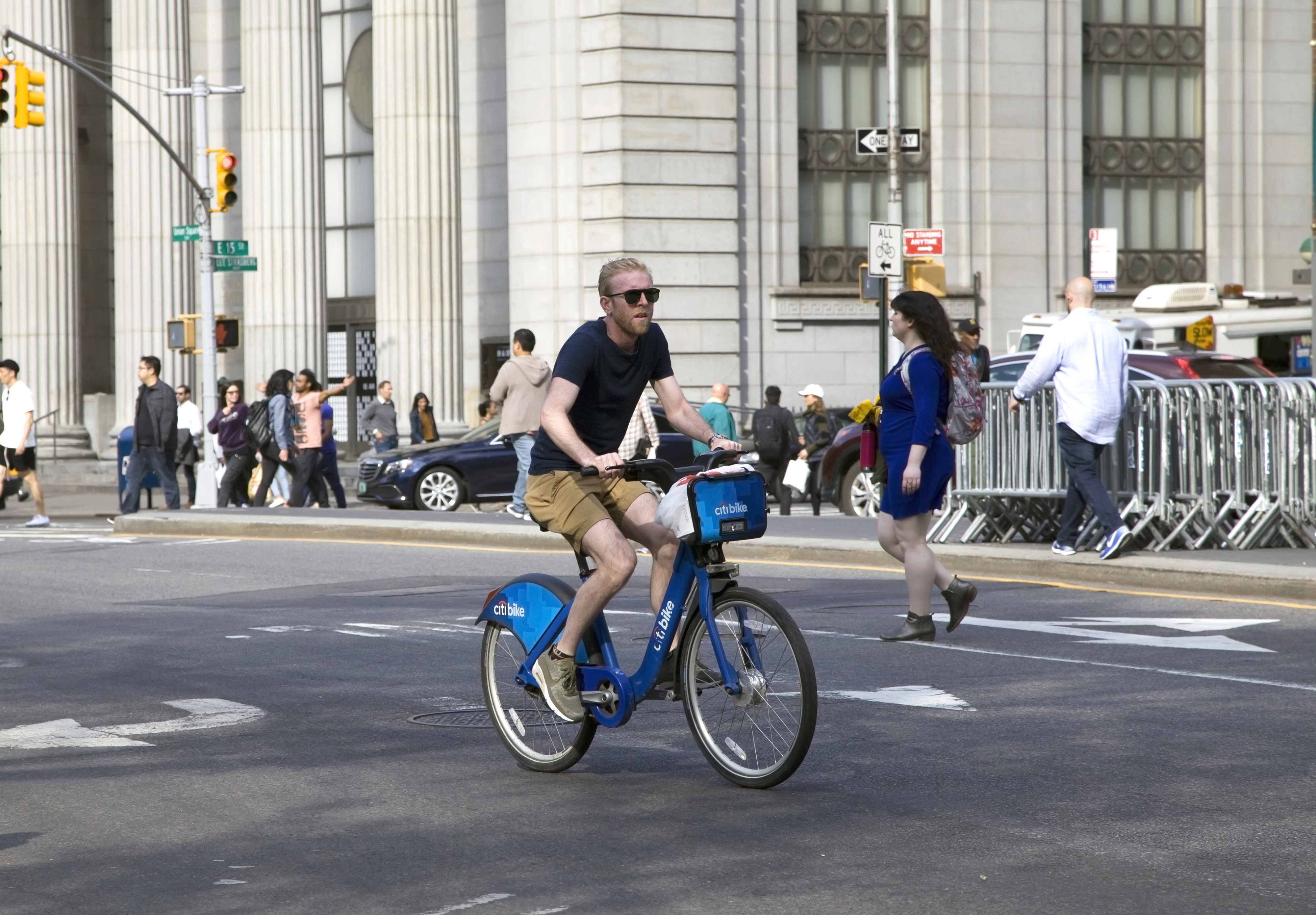 a man biking in nyc