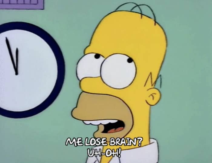 homer simpson saying me lose brain uh oh