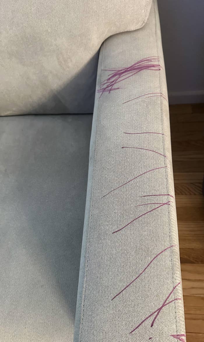 lots of lines drawn on the armrest