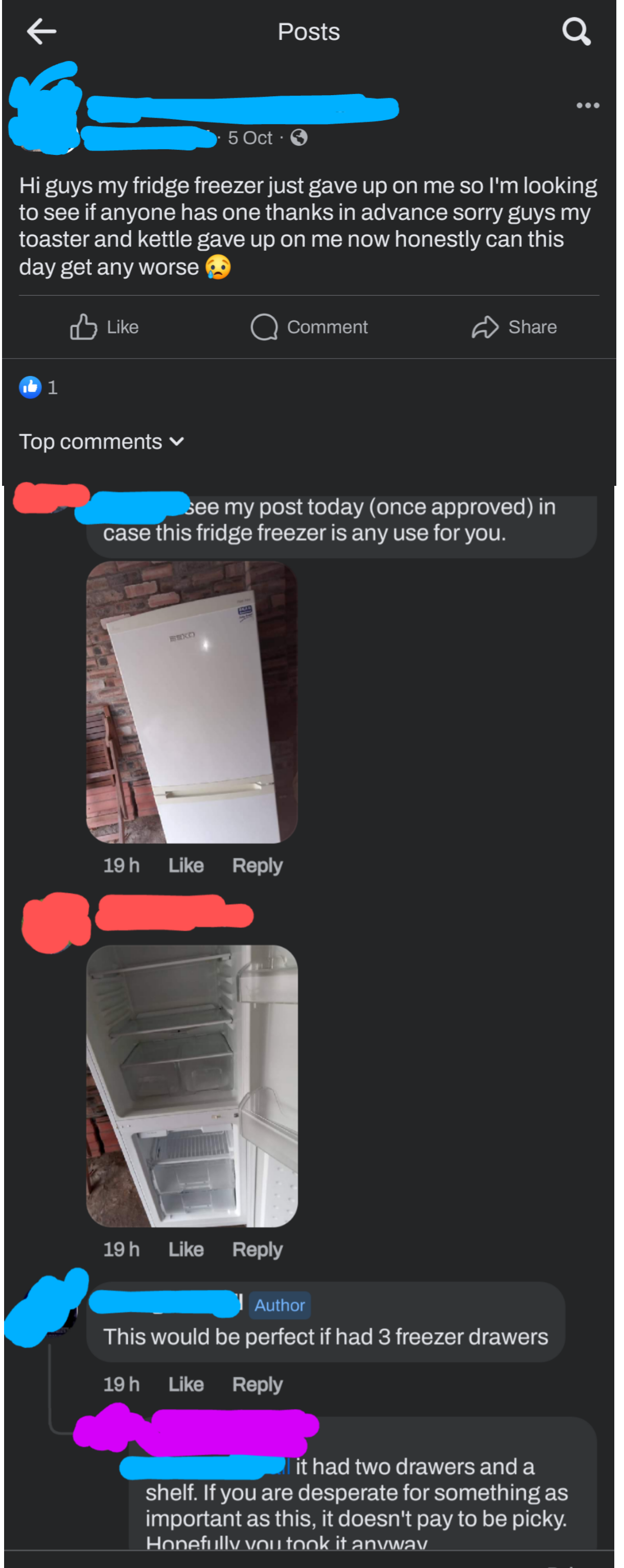 "it had two drawers and a shelf."