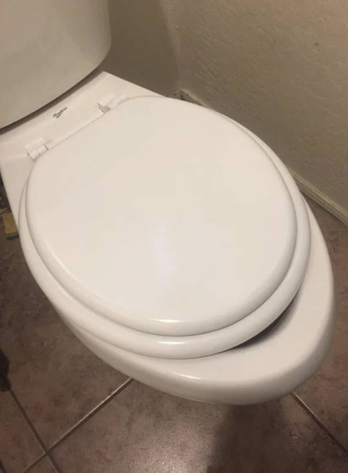 A toilet seat that&#x27;s too small for the toilet