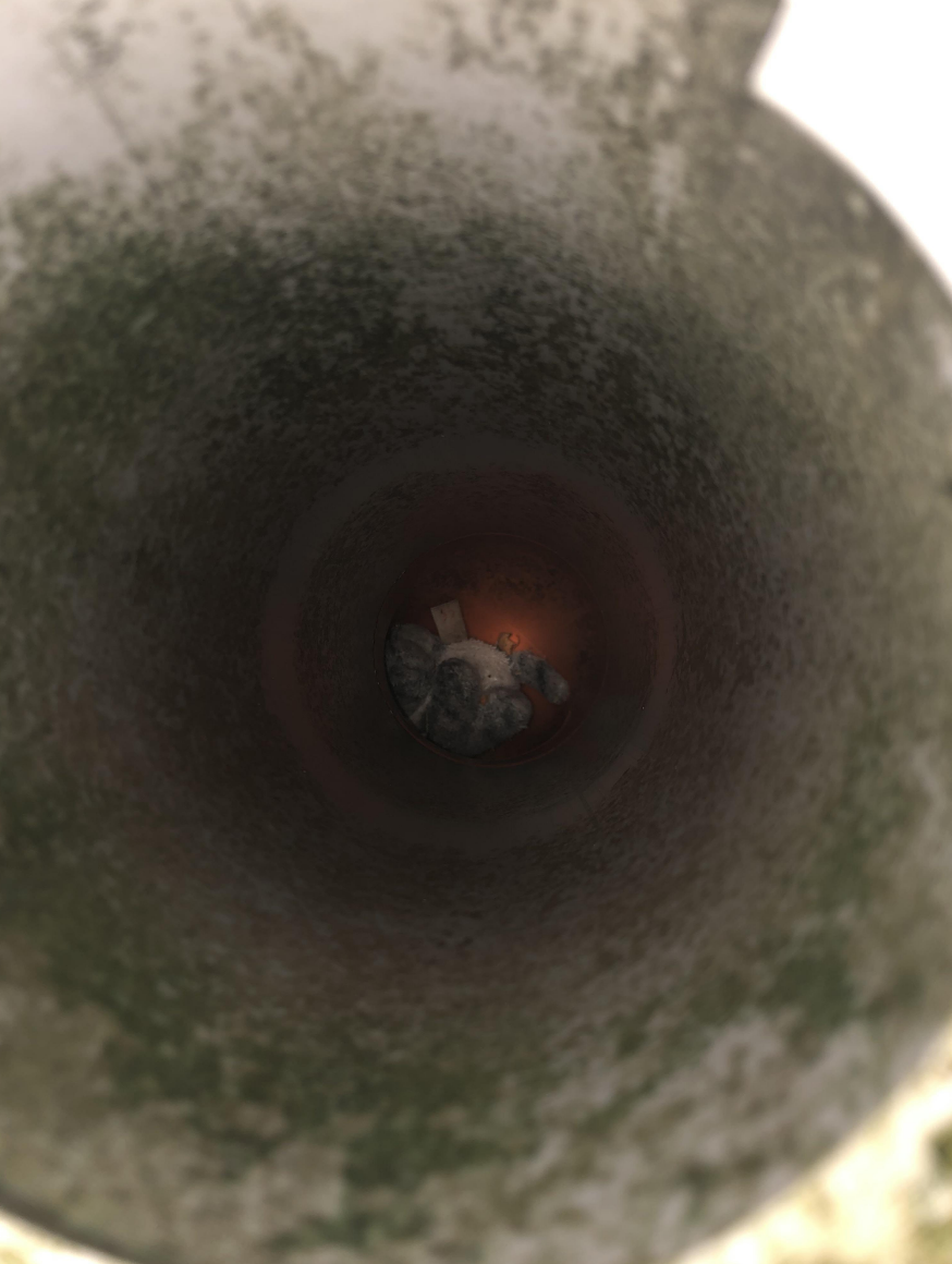 bottom of the pipe