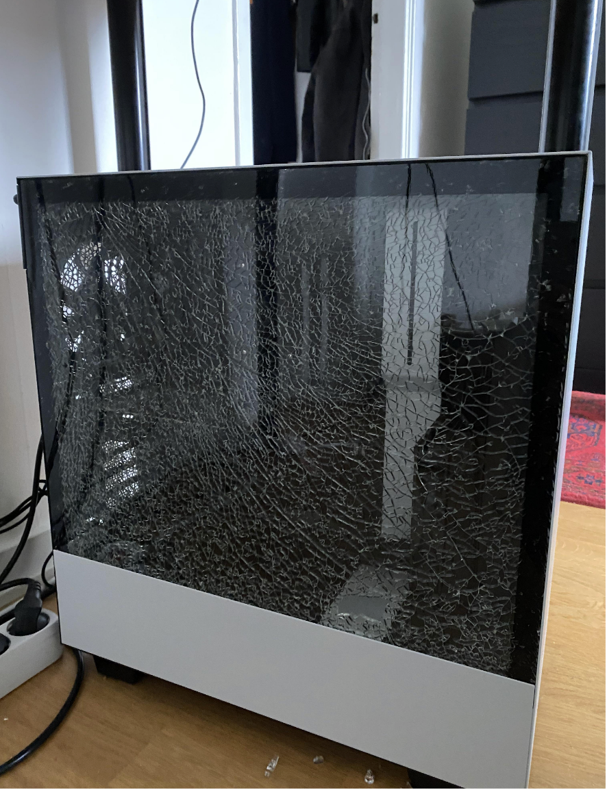 the entire screen shattered