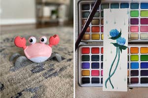 a crab toy / a watercolor set