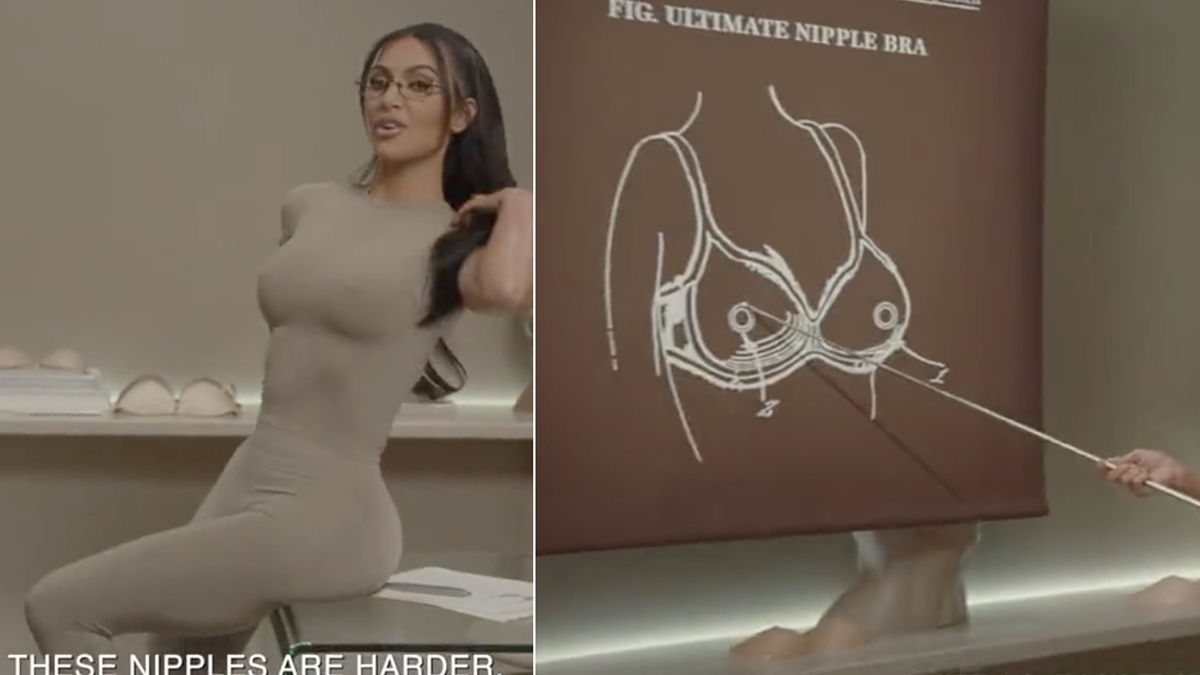 Watch Kim Kardashian Model SKIMS New Ultimate Push-Up Bra — Complete with a  Built-in Faux Nipple