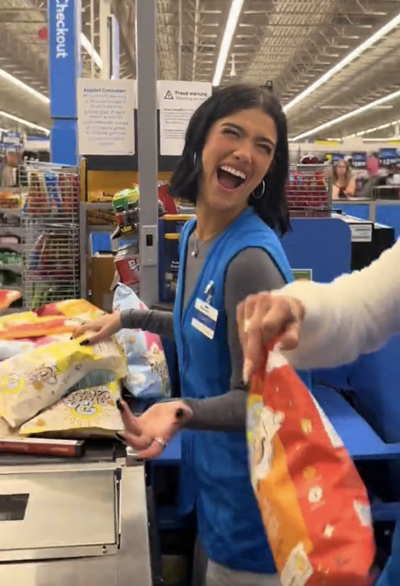 Charli working at Walmart