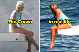Elizabeth Debicki as Princess Diana in The Crown vs the real Princess Diana