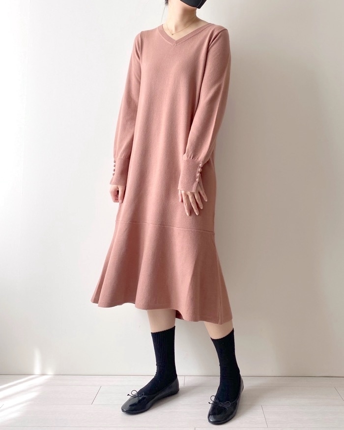 GUのオススメのワンピース「フレアニットワンピース（長袖）Z」