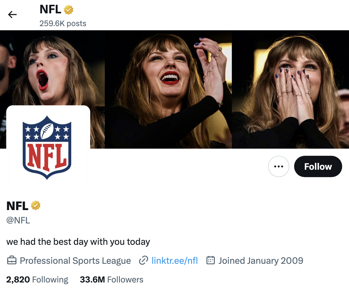 NFL Change Twitter Banner To Taylor Swift, Sparking Backlash