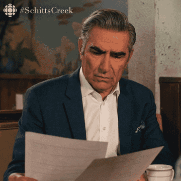 Eugene Levy in Schitt&#x27;s Creek reads &quot;What am I looking at?&quot; in confusion.