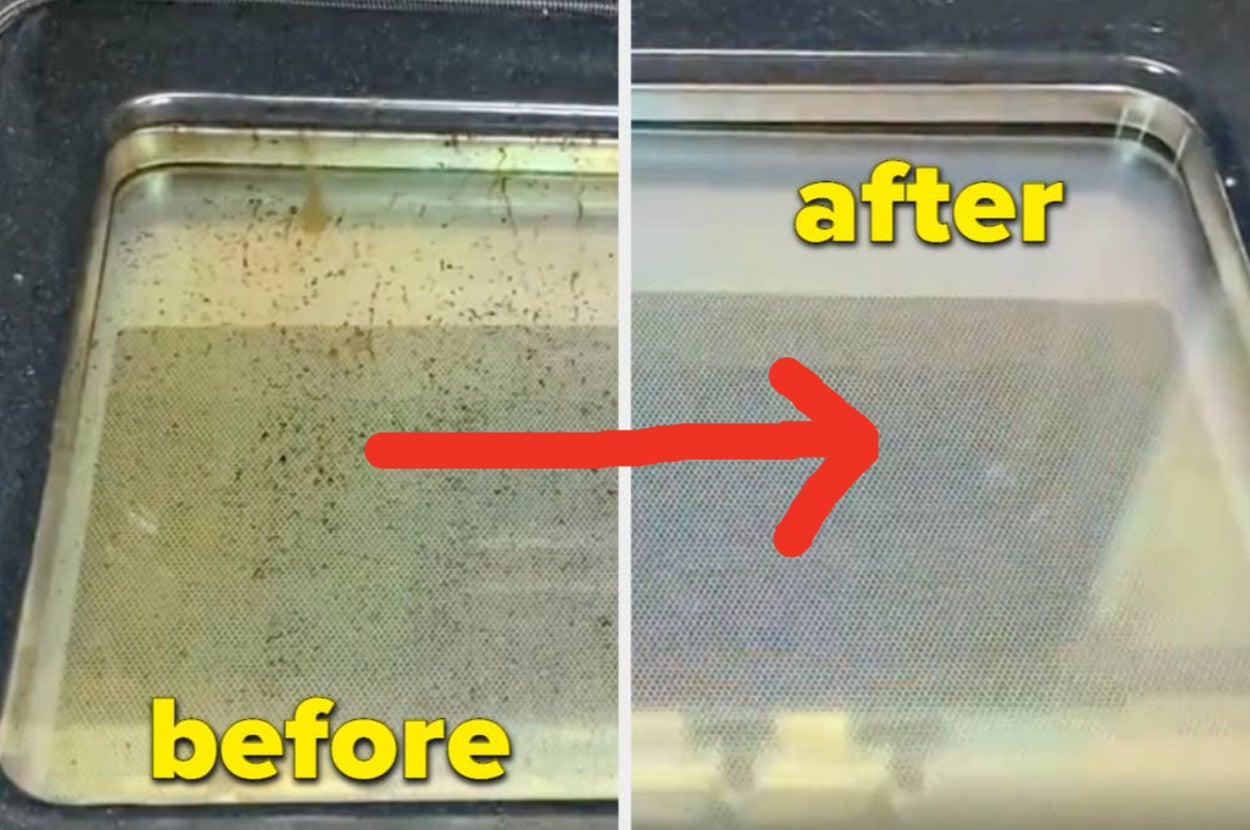 before and after of a dirty oven door and then clean oven door
